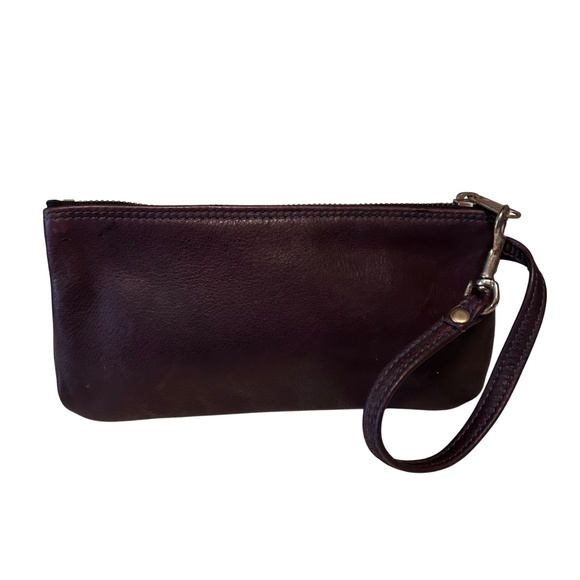 Vintage Leather Detachable Wristlet Pouch- Eggplant Purple - Picture 7 of 11